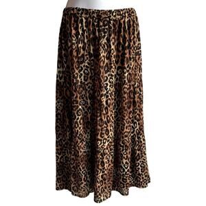 Tacera Leopard Print Tiered Long Midi Skirt size M